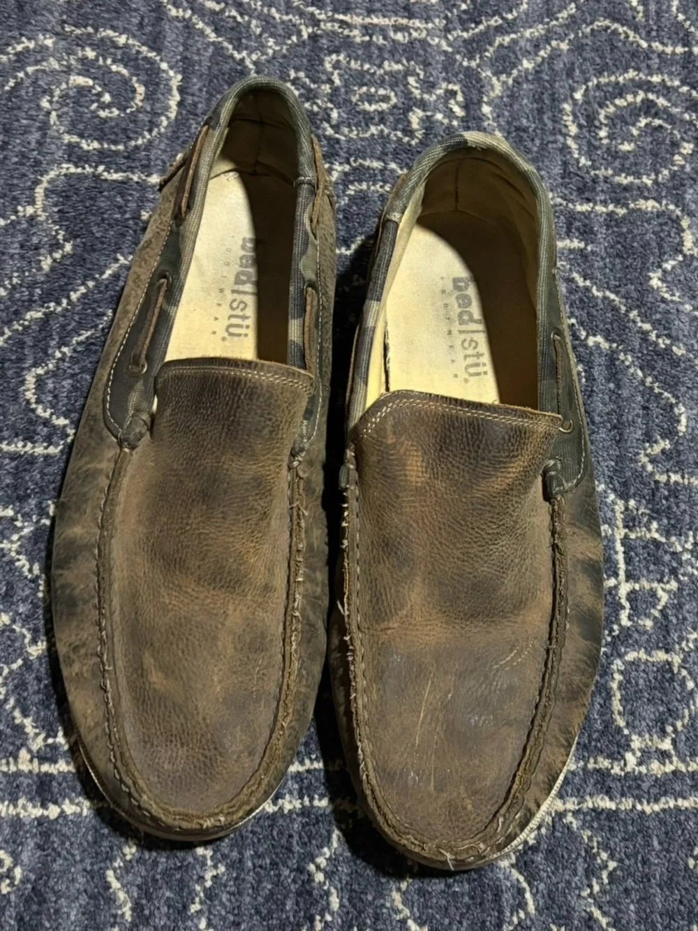 Bed Stu Men's Distressed Brown Leather Slip-On Loafers